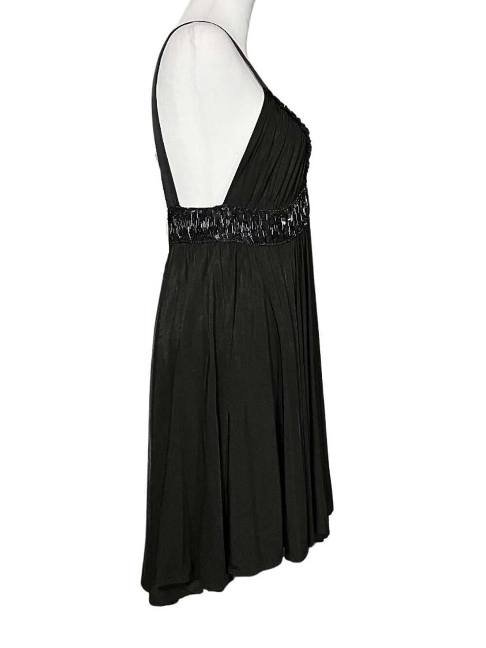 90s Y2K Vintage Bebe Backless Black Midi Dress. S/M. Cocktail Party Beaded Prom - Picture 4 of 11